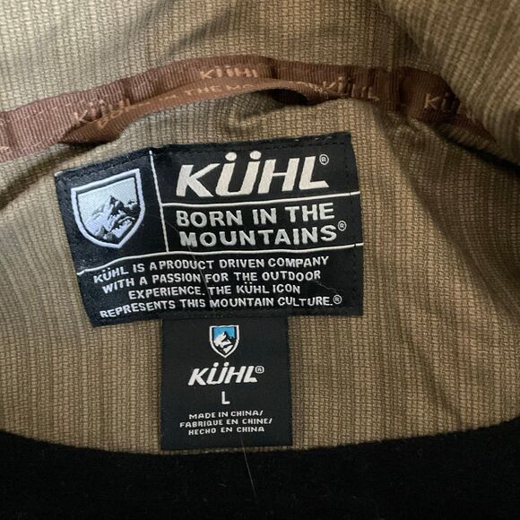 Kuhl Burr Mens Vest Vintage Pantina Dye Khaki Full Zip Collar Pockets Sz Large - Picture 7 of 11